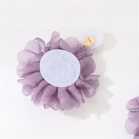 Black Large Fabric Floral Dangling Earrings for Women, Bohemia Grey Purple Flower Dangle Drop Pearl Stud Earring Statement Charm Party Jewelry Gifts in Saudi Arabia