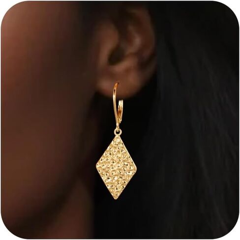 ALEXCRAFT 925 Sterling Silver Teardrop Dangle Hammered Earrings for Women Leverback Drop Earrings Jewelry for Women in Kuwait