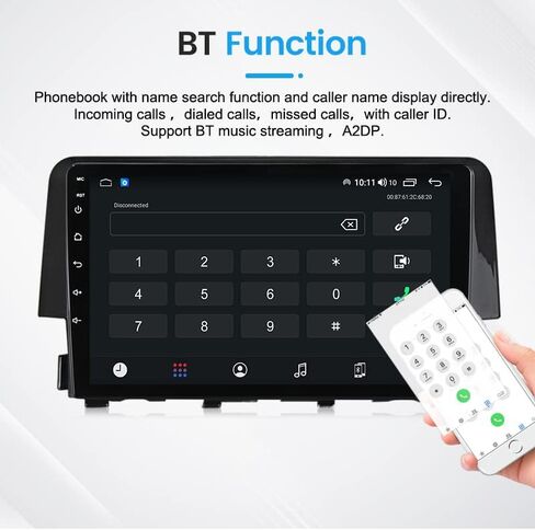 DUDUAUTO Car Radio Stereo for Honda Civic 2016 2017 2018 2019 2020 2021-4GB RAM 64GB ROM, Biorunn Android 10 DUDU4 9.5 Inch in-Cell Screen GPS Navi Car-Play Android Auto Touch Screen Head Unit in Kuwait