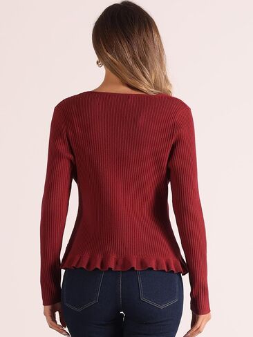 Allegra K Ruffle Cardigan for Women's V Neck Long Sleeve Open Front Sweater Knit Bolero Shrugs in Saudi Arabia