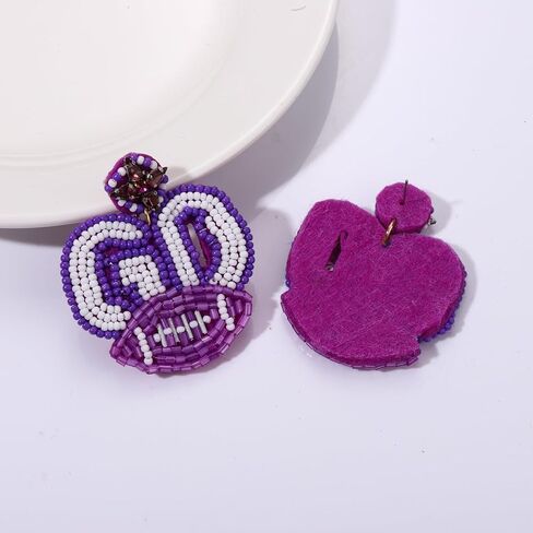 Boderier Game Day Earrings Beaded GO Football Dangle Earrings Statement Sport Game Team Earrings Spirit Fan Jewelry Gifts in Saudi Arabia