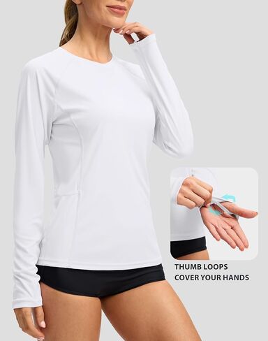 Viodia Rash Guard للنساء UPF 50+ SPF UV قمصان طويلة الأكمام للحماية من الشمس Dri Fit المشي لمسافات طويلة قميص السباحة مع جيوب in Kuwait