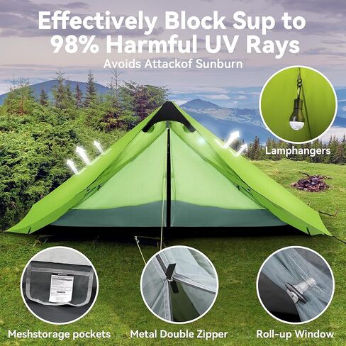 Ultralight Tent 3-Season Backpacking Tent 1 Person/2 Person Camping Tent, Outdoor Lightweight LanShan Camping Tent Shelter, Perfect for Camping, Trekking, Climbing, Hiking in Kuwait