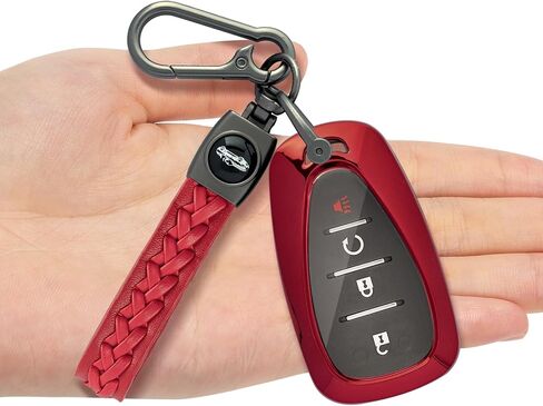 for Chevy TPU Key Fob Cover, Key Cover Compatible with 2024 2023 2022 2021 2020 Trax Equinox Malibu Camaro Cruze Traverse Spark Sonic Encore Volt Bolt, for Chevy Key Case Protector (Red) in Kuwait