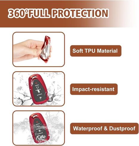 for Chevy TPU Key Fob Cover, Key Cover Compatible with 2024 2023 2022 2021 2020 Trax Equinox Malibu Camaro Cruze Traverse Spark Sonic Encore Volt Bolt, for Chevy Key Case Protector (Red) in Kuwait