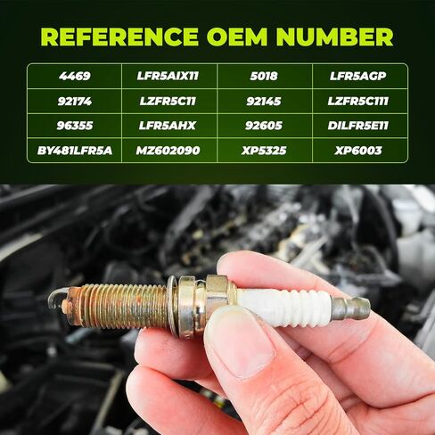 Iridium Spark Plugs 16 Pack 4469 LFR5AIX-11 - Compatible with Chrysler Dodge Jeep Ram Infiniti Nissan Fits for 2002 2003 2004 2005 2006 Replaces BY481LFR5A, MZ602090 in Kuwait