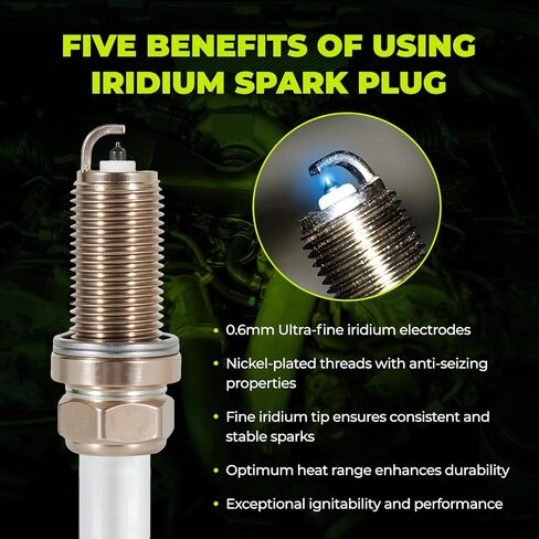 Iridium Spark Plugs 16 Pack 4469 LFR5AIX-11 - Compatible with Chrysler Dodge Jeep Ram Infiniti Nissan Fits for 2002 2003 2004 2005 2006 Replaces BY481LFR5A, MZ602090 in Kuwait