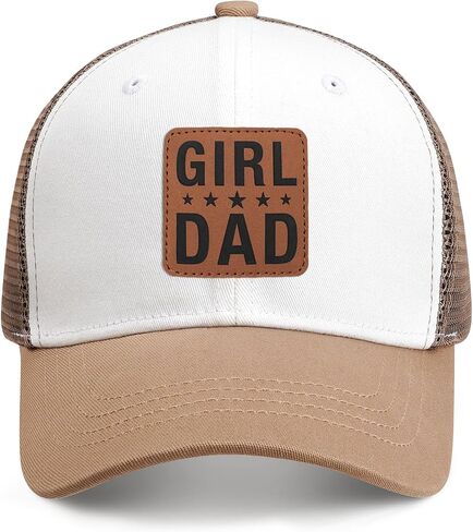 Girl Father Daddy Dad Leather Patch Hat Birthday for Dad Papa from Daughter Son Adjustable Trucker Hat in Saudi Arabia