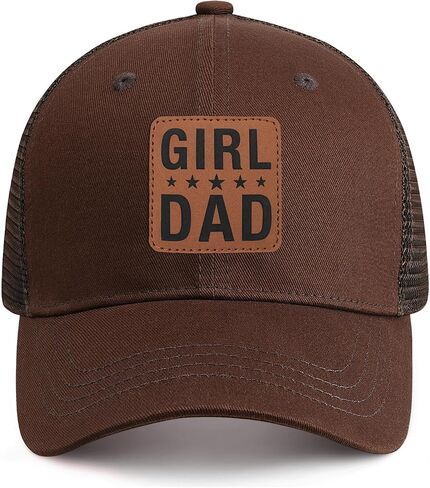 Girl Father Daddy Dad Leather Patch Hat Birthday for Dad Papa from Daughter Son Adjustable Trucker Hat in Saudi Arabia
