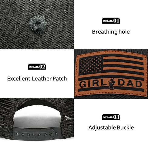 Girl Father Daddy Dad Leather Patch Hat Birthday for Dad Papa from Daughter Son Adjustable Trucker Hat in Saudi Arabia