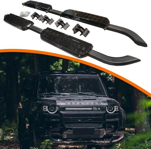 2pcs Side Step fit for Land Rover Defender 110 130 2020-2025 L663 4door Running Board Pedal Rail Board (Glossy Black Vintage Style) in Saudi Arabia