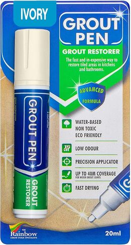 Grout Pen Ivory Tile Paint Marker: Waterproof Grout Paint, Tile Grout Colorant and Sealer Pen - Ivory, Narrow 5mm Tip (7mL) in Kuwait