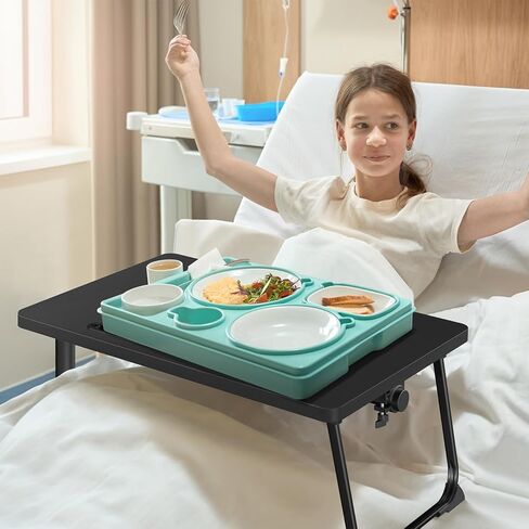 Adjustable Overbed Bedside Table, Hospital Bed Table with Wheels, Rolling Desk, Mobile Desk, Rolling Laptop Stand, Computer Cart, Portable Desk on Wheels, Small Standing Desk or Bed Table Tray in Kuwait