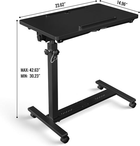 Adjustable Overbed Bedside Table, Hospital Bed Table with Wheels, Rolling Desk, Mobile Desk, Rolling Laptop Stand, Computer Cart, Portable Desk on Wheels, Small Standing Desk or Bed Table Tray in Kuwait