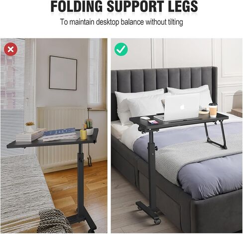 Adjustable Overbed Bedside Table, Hospital Bed Table with Wheels, Rolling Desk, Mobile Desk, Rolling Laptop Stand, Computer Cart, Portable Desk on Wheels, Small Standing Desk or Bed Table Tray in Kuwait