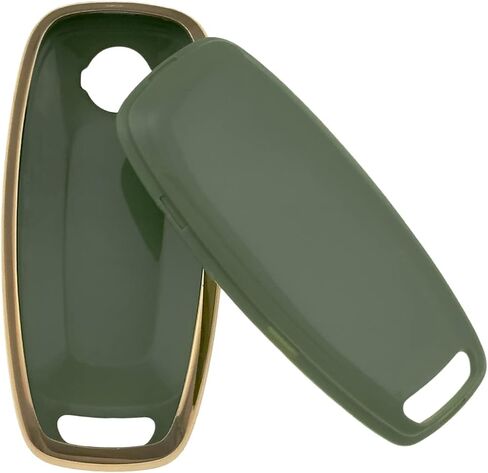 Silicone Rubber Key Fob Cover Compatible with Nissan Pathfinder Rogue (5 Buttons/TPU, Black Green) in Saudi Arabia