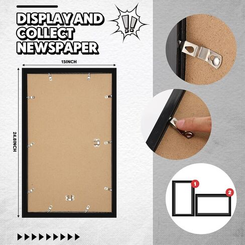 6 PCS 11x22 في إطار الصحف مع حصيرة متنوعة من وسائل الإعلام تغطية الإطار مع معلق الأجهزة 14x24 في ملصق عرض الصحف لزينة الجدار (حصيرة سوداء) in Saudi Arabia