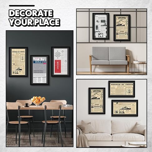 6 PCS 11x22 في إطار الصحف مع حصيرة متنوعة من وسائل الإعلام تغطية الإطار مع معلق الأجهزة 14x24 في ملصق عرض الصحف لزينة الجدار (حصيرة سوداء) in Saudi Arabia