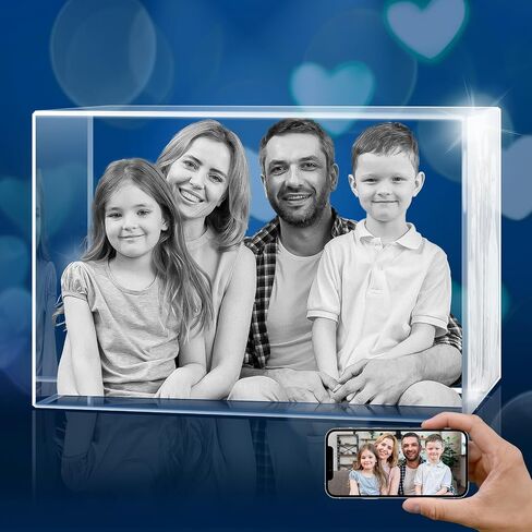 صور كريستال ثلاثية الأبعاد مخصصة ، هدايا مخصصة للنساء ، الزوجة ، الرجال ، أمي ، أبي ، لها ، له | صورة ليزر محفورة محفورة داخل الكريستال مع صورتك الخاصة | زواج الأزواج الأزواج الهدايا (صورة) in Saudi Arabia