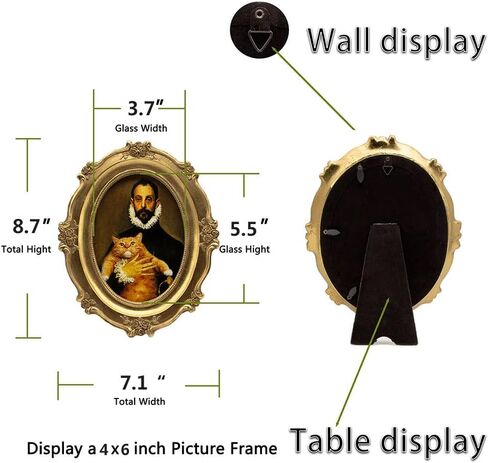 SIKOO Vintage Picture Frame 5x7 Oval Picture frame Tabletop and Wall Mount Display Victorian Wall Art Antique Home Decor Bronze Gold in Kuwait
