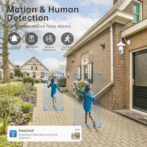 كاميرا أمان المصباح الكهربائي 3MP ، تتبع الحركة 360 درجة ، رؤية ليلية ملونة ، Alexa متوافقة ، كاميرا أمان WiFi اللاسلكية مع صوت ثنائي الاتجاه ، SD/Cloud Storage & Smart Alerts ، 2 Pack in Saudi Arabia