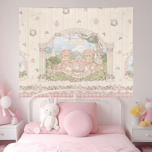 HOKMAH Cute Wall Tapestry Hanging Cutecore Decor, Y2k Wall Hanging Kawaii Aesthetic Cutecore Coquette Preppy Banners Dorm (50 * 60'',Type-B) in Saudi Arabia