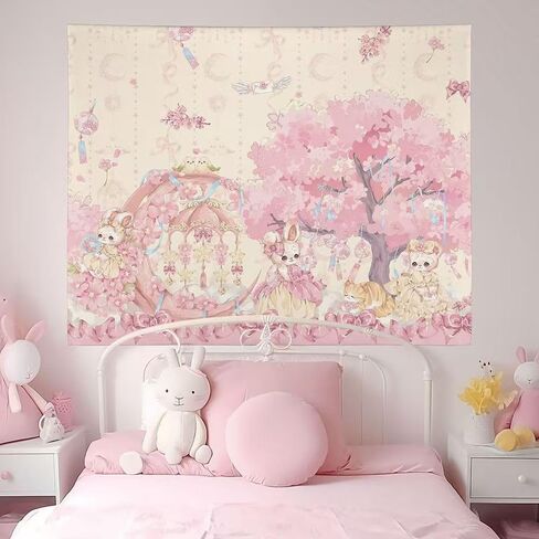 HOKMAH Cute Wall Tapestry Hanging Cutecore Decor, Y2k Wall Hanging Kawaii Aesthetic Cutecore Coquette Preppy Banners Dorm (50 * 60'',Type-B) in Saudi Arabia