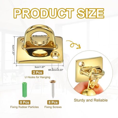 MECCANIXITY Rope Stanchion Wall Plate Hook, 6 Pack Large Loop Wall Plate Hanging Circle Hook Metal Post Queue Line Barrier Hook for Openings Movie Theaters, Gold in Kuwait