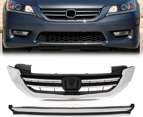 Front Hood Bumper Grill Grille Compatible with 2013-2015 Honda Accord W/Trim 4Door, Replacement for 71121T2FA01 71150T2FA00 in Kuwait