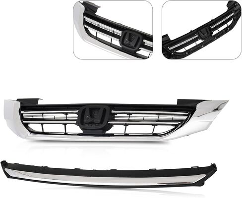 Front Hood Bumper Grill Grille Compatible with 2013-2015 Honda Accord W/Trim 4Door, Replacement for 71121T2FA01 71150T2FA00 in Kuwait