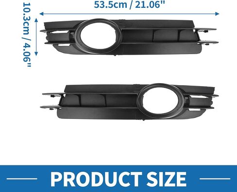 Fog Light Grill No.4F0807682A01C/4F0807681A01C 21.06"x4.06" Front Lower Bumper Fog Light Cover Inserts for Audi A6 2005-2008 ABS Black in Saudi Arabia