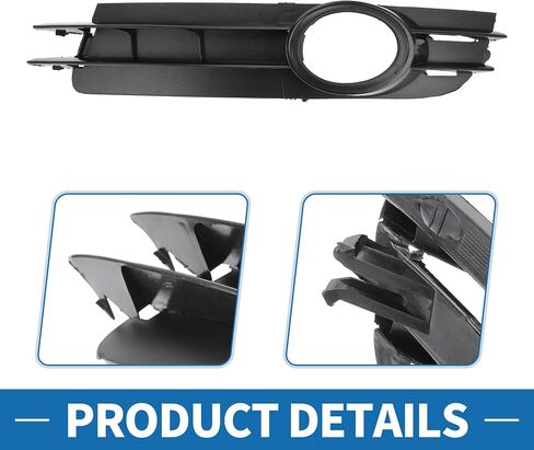 Fog Light Grill No.4F0807682A01C/4F0807681A01C 21.06"x4.06" Front Lower Bumper Fog Light Cover Inserts for Audi A6 2005-2008 ABS Black in Saudi Arabia