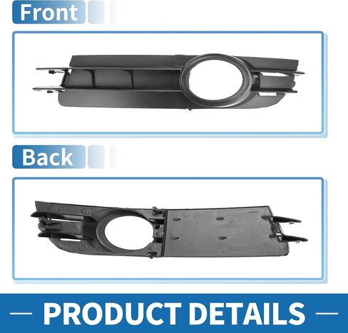 Fog Light Grill No.4F0807682A01C/4F0807681A01C 21.06"x4.06" Front Lower Bumper Fog Light Cover Inserts for Audi A6 2005-2008 ABS Black in Saudi Arabia