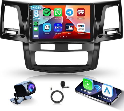 ستيريو سيارة 4G+64G لتويوتا هيلوكس 2005-2014 راديو مزدوج الدين مع Carplay Android Auto و Hodozzy 9 بوصة اللمسات اللمسة مع Bluetooth و GPS و Mirror Link و WiFi و 32EQ و FM/RDS Radio Radio in Kuwait