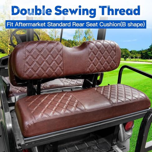 مجموعة أغطية مقاعد عربة الجولف 4 قطع من NOKINS، أغطية المقاعد الأمامية والخلفية تناسب وسادة المقعد العادية الأصلية لنادي السيارات، ملحقات أغطية مقاعد السيارة من الفينيل، بدون دبابيس (بني بني 8438) in Kuwait