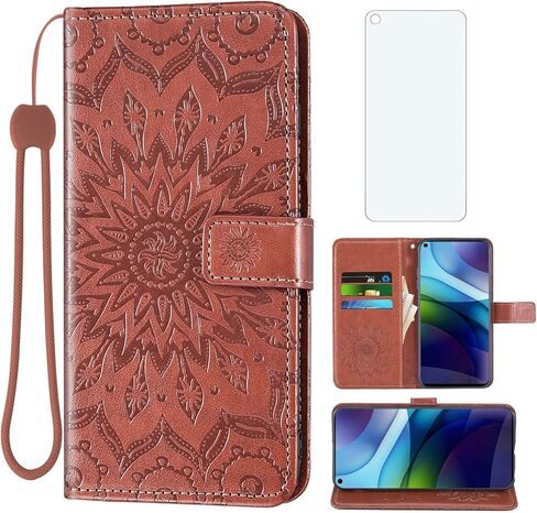 Phone Case for Moto G Stylus 2021 Wallet Cases with Tempered Glass Screen Protector and Sunflower Leather Slim Flip Cover Card Holder Stand Cell Accessories Motorola GStylus xt2115dl Women Men Gray in Kuwait