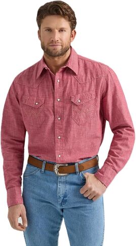 Wrangler Men's Vintage Western Snap Shirt-112360099 in Saudi Arabia