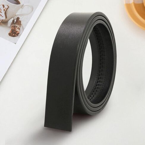 Men Ratchet Belt Replacement Strap Only PU Leather Belt Free Buckle Holeless Belt Adjustable in Kuwait