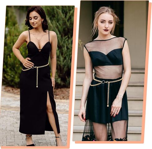 Waist Chain Belt for Women Multilayer Chain Belts Gold Metal Waist Chains Fashionable Body Belly Link Belts Rings Adjustable Metal Chains Belt for Jeans Dresses Jewelry Alloy Decorative in Saudi Arabia