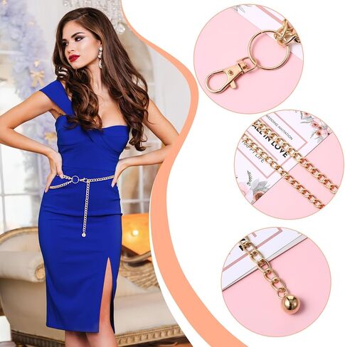 Waist Chain Belt for Women Multilayer Chain Belts Gold Metal Waist Chains Fashionable Body Belly Link Belts Rings Adjustable Metal Chains Belt for Jeans Dresses Jewelry Alloy Decorative in Saudi Arabia