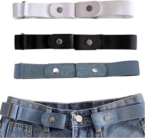 SHENHE Women's 3 Pack No Buckle Elastic Belt Invisible Canvas Stretchy Waist Belt for Jeans in Saudi Arabia