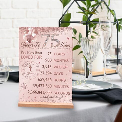 Vlipoeasn Pink 65th Table Table Decoration for Women ، Pintage 1960 Poster ، Glar Rose Gold في 1960 علامة على طاولة الأكريليك مع حامل ، ديكور لم شمل الصف السادس عشر ، مستلزمات حفلة عيد ميلاد عمرها 65 عامًا in Kuwait