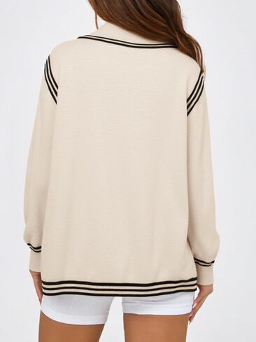 Yousify Womens Long Sleeve Dortts كبير الحجم غير الرسمي للبصيرة V للرقبة ، تقسيم Tunic Tunic قمم سائبة متماسكة فضفاضة in Saudi Arabia