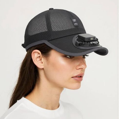 Adults Mesh Baseball Cap Fishing Beach Hats with Solar Fan, Summer UV Protection Sun Hat, Solar Powered/USB Charging Sunhat in Kuwait