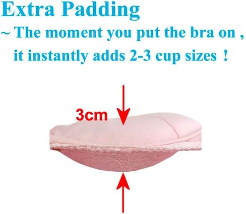 Cotton Emb Super Boost Wireless Pad Plunge Bra Small Boob Must Have Petite Lady Add 2-3 Cup Sizes 30-44 A, AA, AAA in Kuwait