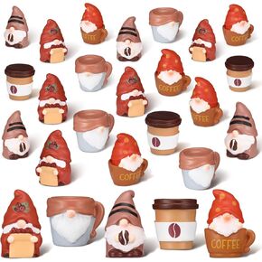 60 Pcs Mini Resin Gnomes Tiny Gnomes Statues Miniature Figurines for Landscape Outdoor Patio Yard Lawn Indoor Plant Pots Fairy Decor (Coffee Cup) in Saudi Arabia