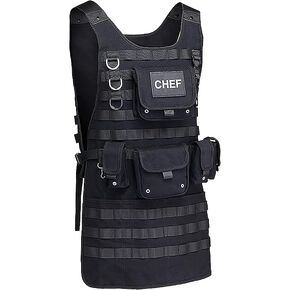 Tactical Molle Apron - 2 Large Pouches and 3 Smaller Pouches, Front and Back Removable Patch with Adjustable Side Strap for the Perfect Fit in Saudi Arabia
