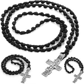 Quelay 3 Pcs Orthodox Prayer Rope Handmade Christian Greek Prayer Rope 100 50 33 Knot Paracord Protection Blessing Cross Charm Car Hanging Gift(Nylon) in Saudi Arabia