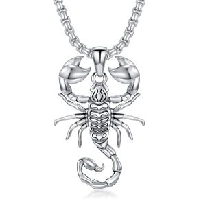 Scorpion Necklace 925 Sterling Silver Animal Pendant Gothic Jewelry Gifts for Men Women, w/Stainless Steel Chain 22''+2'' in Kuwait