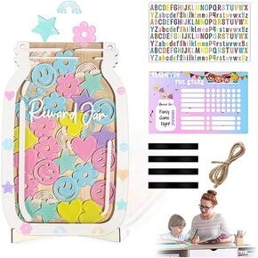 Personalized Magnetic Reward Jar, Smiley Faces Jar with Colorful Letter Stickers, Ideal for Classroom Reward System, Home Chore Chart, Positive Behavior Training (42PCS Smiley) in Kuwait